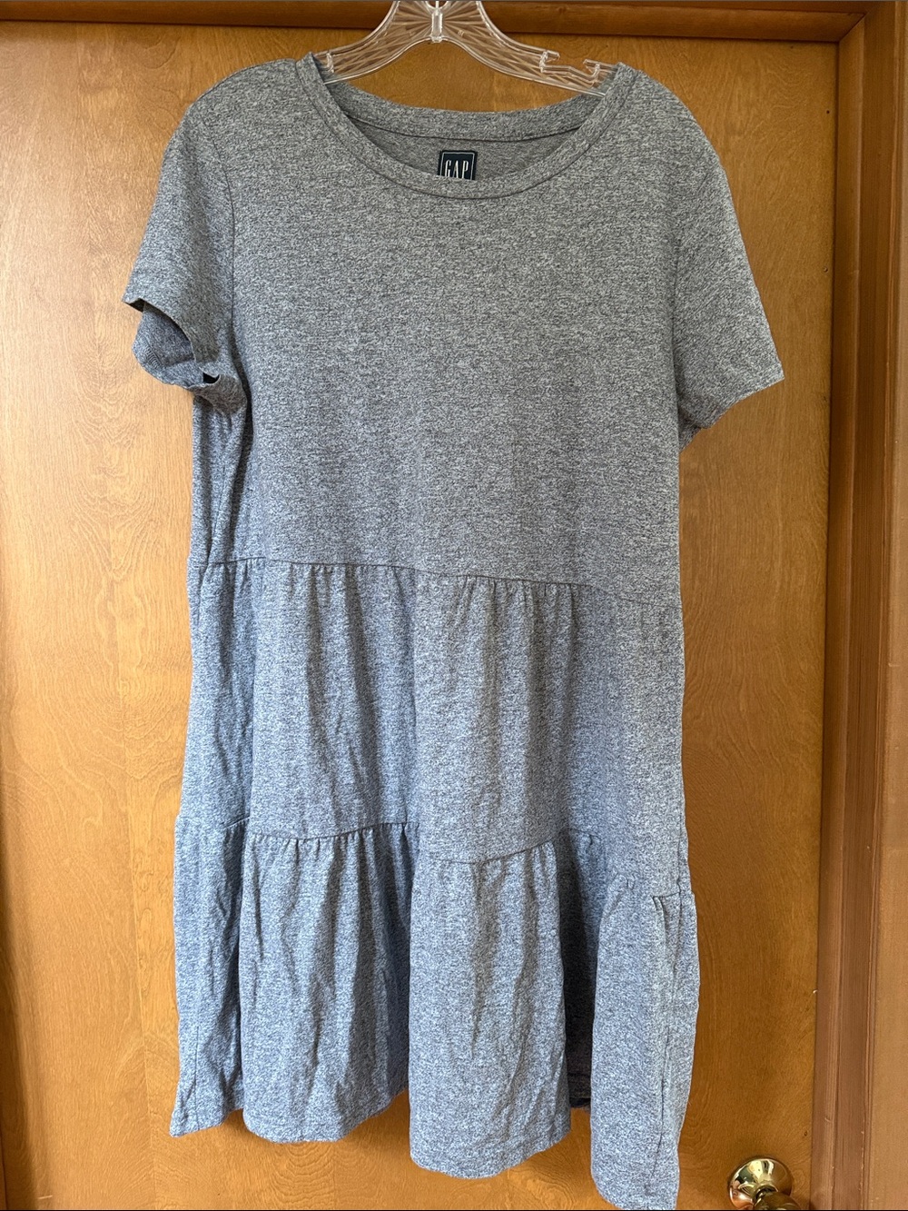 GAP Gray Short Sleeve Tiered Casual Dress